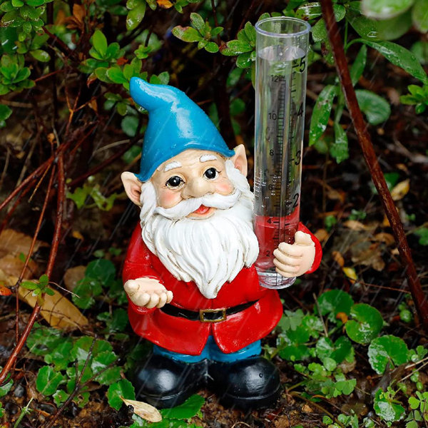 Trinx Resin Gnome Rain Gauges, Christmas Resin Gnome Garden Statue With